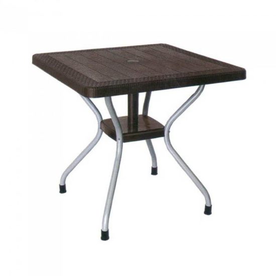میز مربع حصیر بافت پایه فلزی